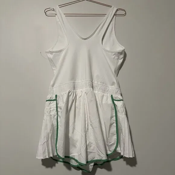 FP Movement Easy Tiger Shortsie Romper Tennis Pickleball Boho White Green XL